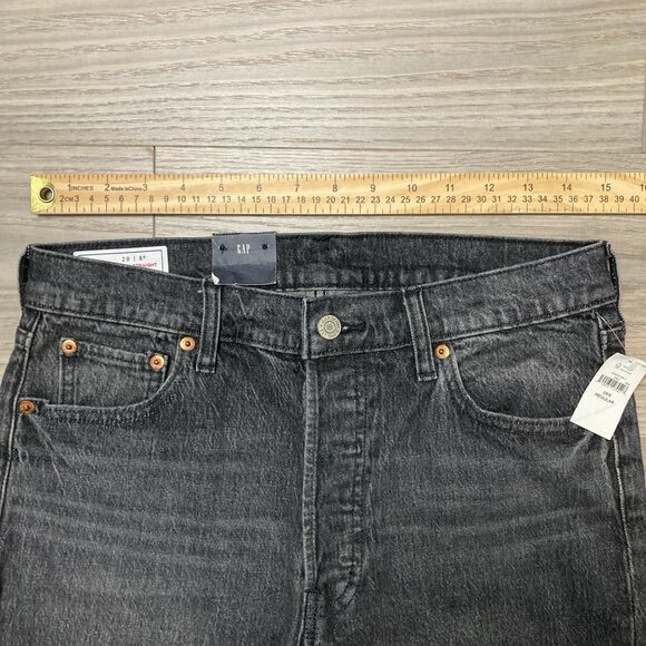 New With Tags GAP Cheeky Straight High Rise Jeans Raw Hem Washed Black Size 29 - Picture 2 of 8